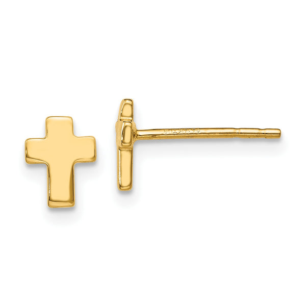 14KT Yellow Gold 6.5X5MM Cross Stud Earrings