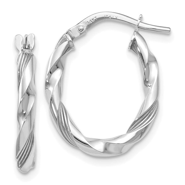 14KT White Gold 20X15MM Hoop Earrings