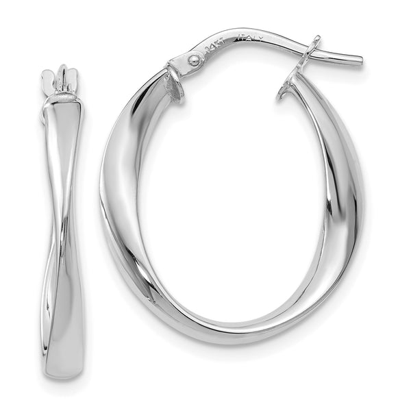 14KT White Gold 25X21MM Hoop Earrings