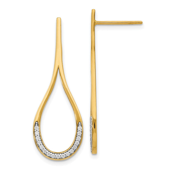 14KT Yellow Gold Cubic Zirconia 32X11MM Drop & Dangle Earrings