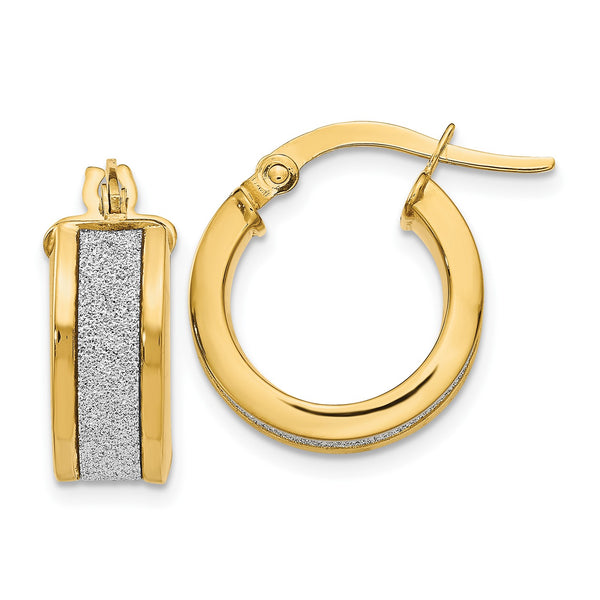 14KT Yellow Gold 15X20MM Glitter Hoop Earrings