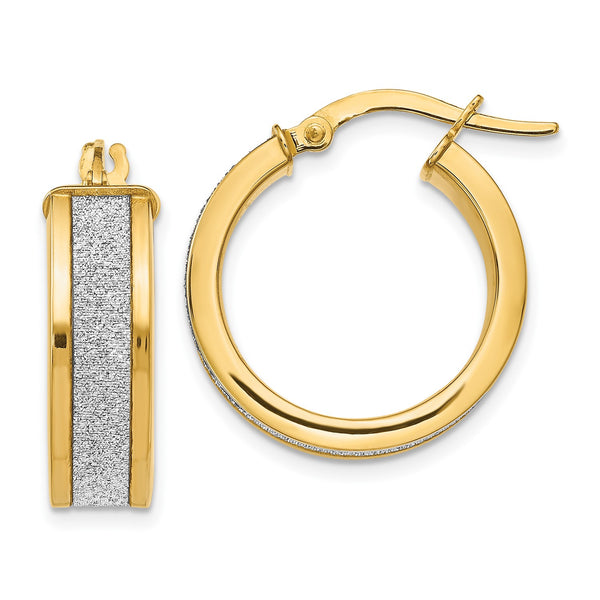 14KT Yellow Gold 20X26MM Glitter Hoop Earrings