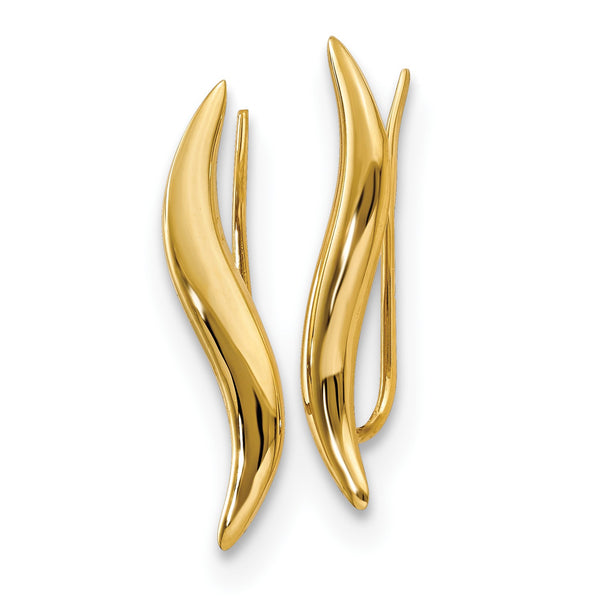 14KT Yellow Gold 23X3MM Ear Climber Earrings
