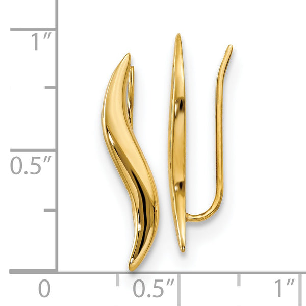 14KT Yellow Gold 23X3MM Ear Climber Earrings