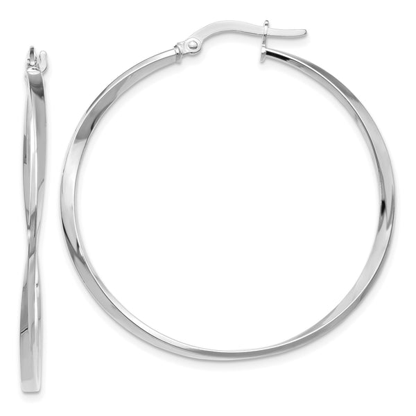 14KT White Gold 39MM Twist Hoop Earrings