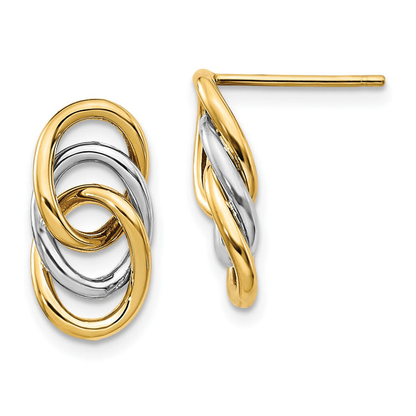 14KT White and Yellow Gold 15X8MM Drop & Dangle Earrings