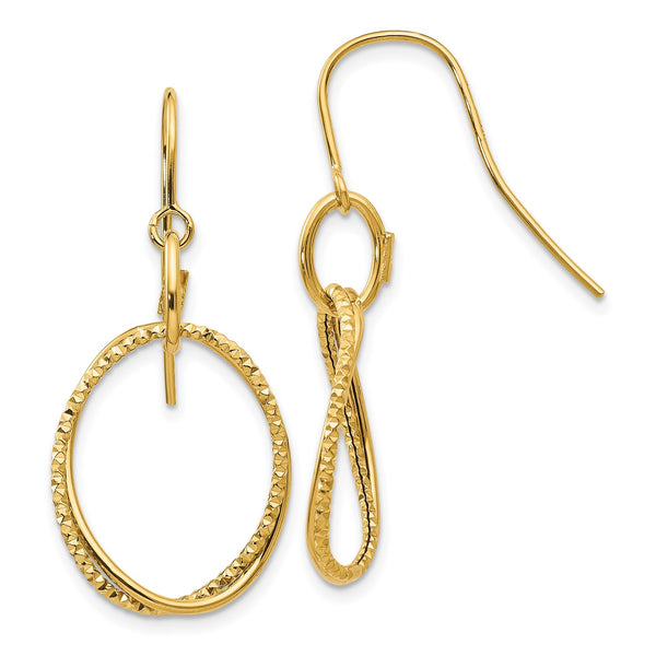 14KT Yellow Gold 30X16MM Drop & Dangle Earrings