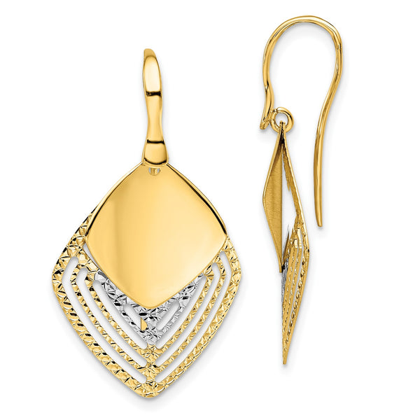 14KT White Gold Drop & Dangle Diamond-cut Earrings