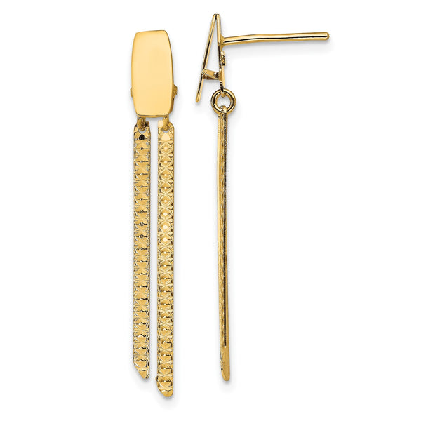 14KT Yellow Gold 37X5MM Drop & Dangle Earrings