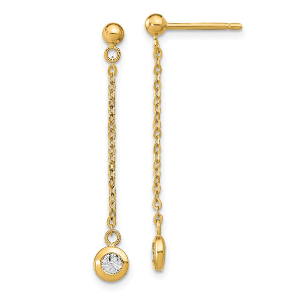 14KT White and Yellow Gold 36X5MM Drop & Dangle Diamond-cut Earrings