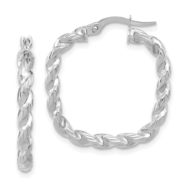 14KT White Gold 26X25MM Hoop Earrings