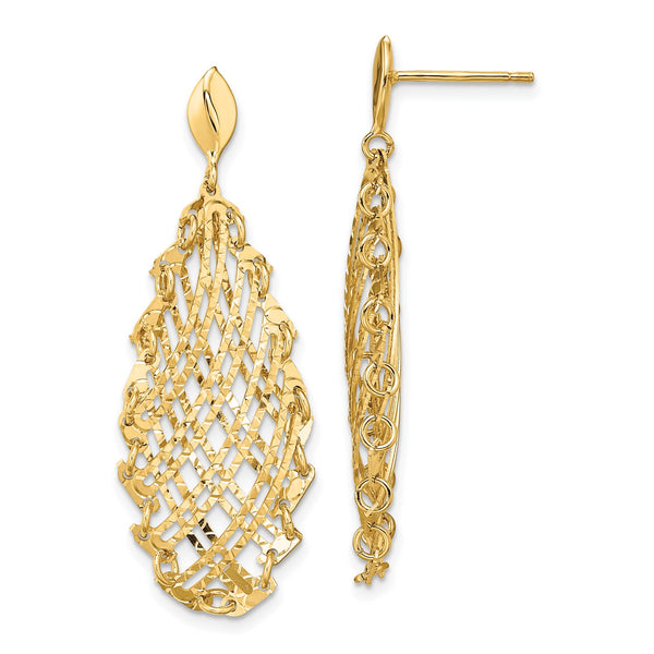 14KT Yellow Gold Drop & Dangle Diamond-cut Earrings
