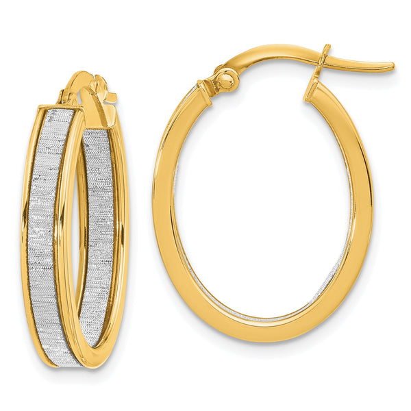 14KT Yellow Gold Glitter Hoop Earrings
