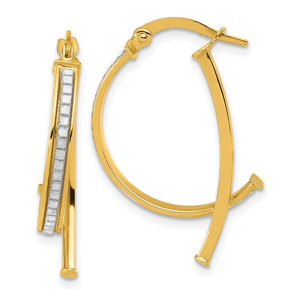 14KT Yellow Gold Glitter Hoop Earrings