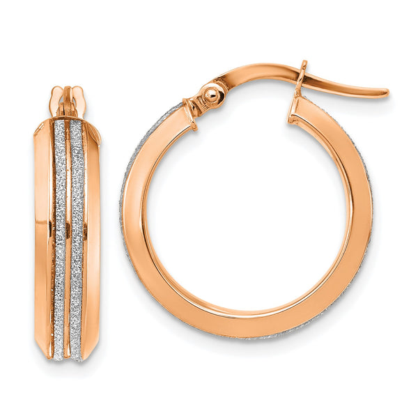14KT Rose Gold Glitter Hoop Earrings