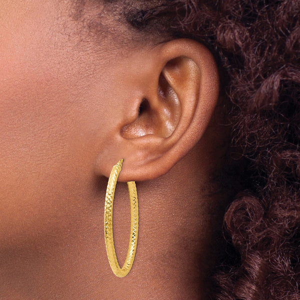 14KT Yellow Gold 42X28MM Hoop Oval Earrings