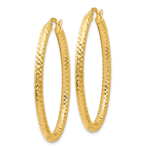 14KT Yellow Gold 42X28MM Hoop Oval Earrings