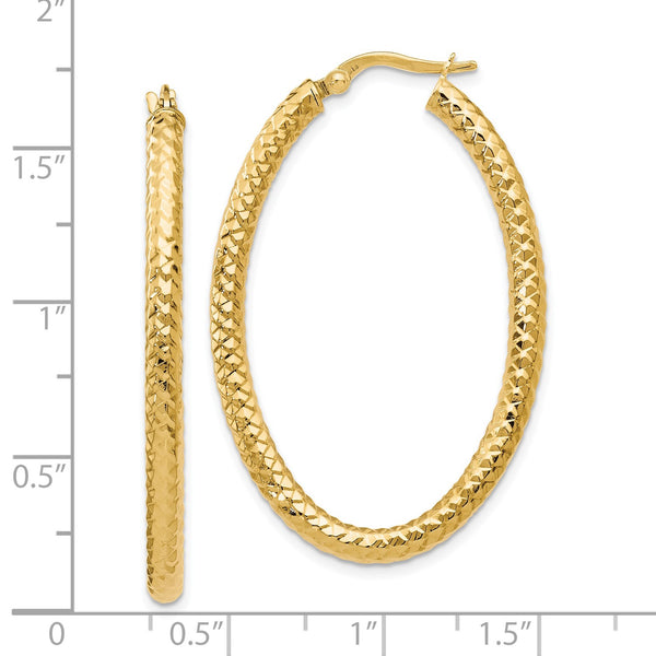 14KT Yellow Gold 42X28MM Hoop Oval Earrings