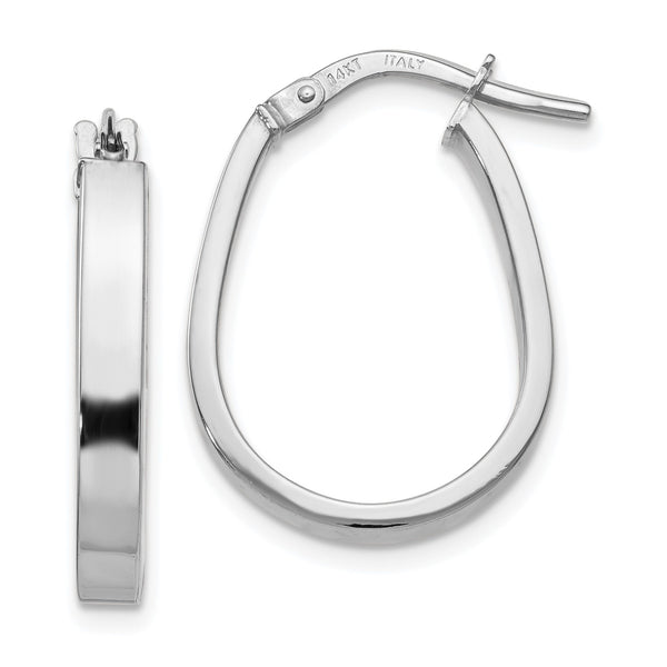14KT White Gold 21X16MM Hinged Hoop Earrings