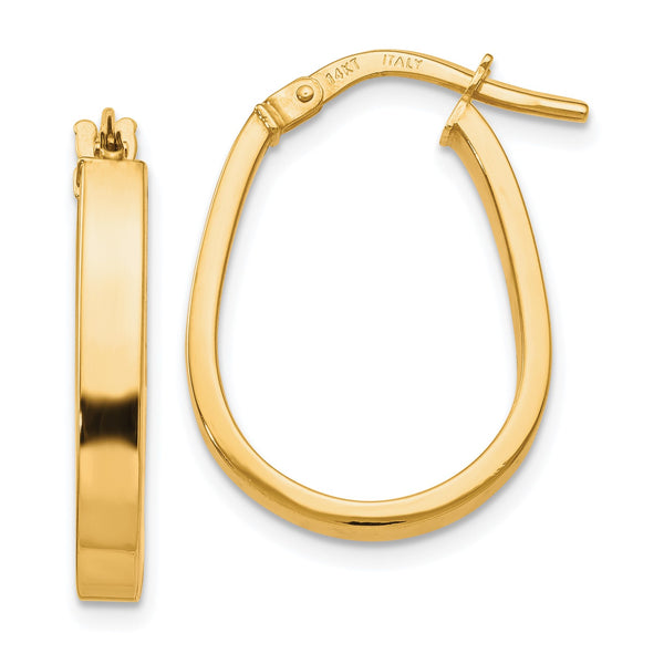 14KT Yellow Gold 21X16MM Hinged Hoop Earrings