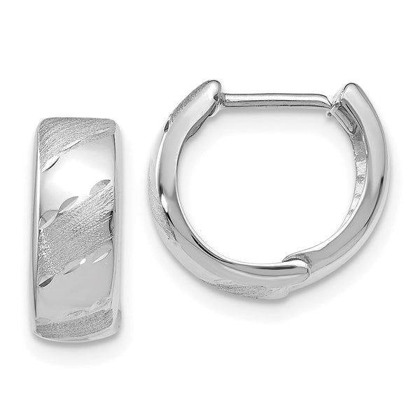 14KT White Gold 12X13MM Hinged Hoop Earrings