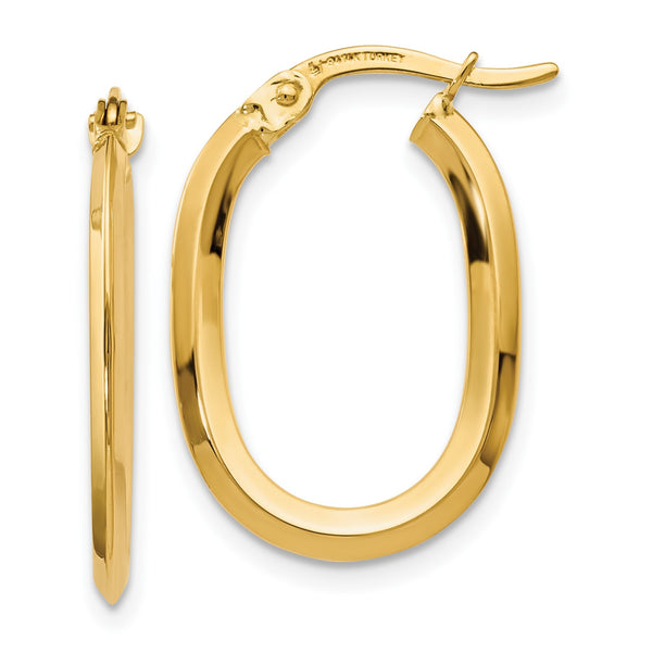 14KT Yellow Gold 22X15MM Hinged Hoop Oval Earrings