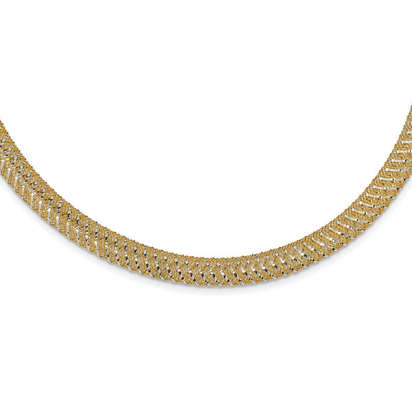 14KT White and Yellow Gold 18" 5MM Mesh Necklace
