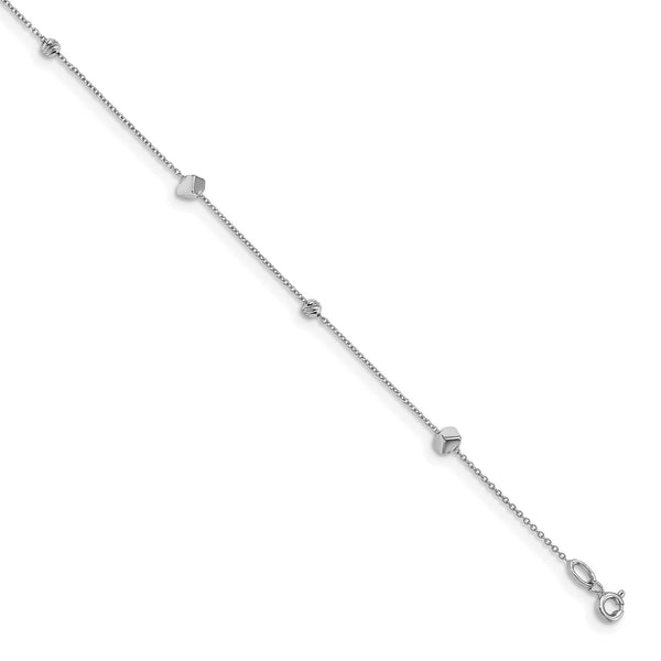 14KT White Gold 10" 3MM Diamond-cut Anklet