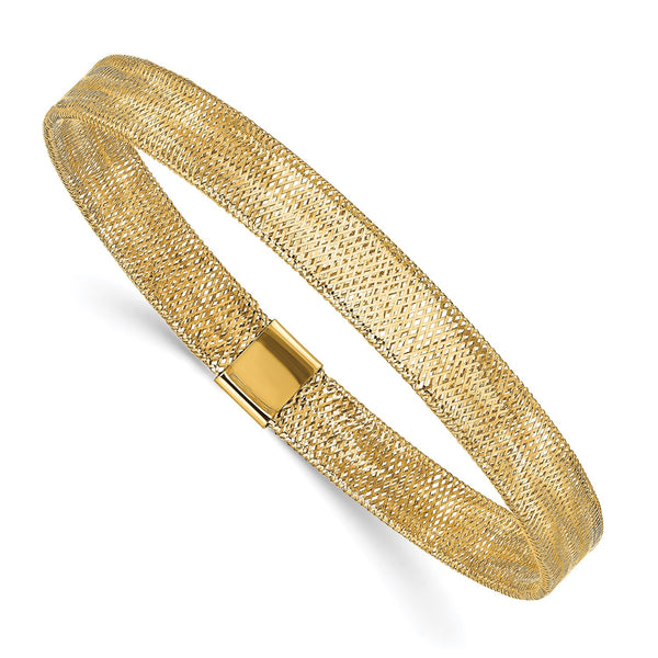 14KT Yellow Gold 7" 7MM Stretch Bangle Bracelet