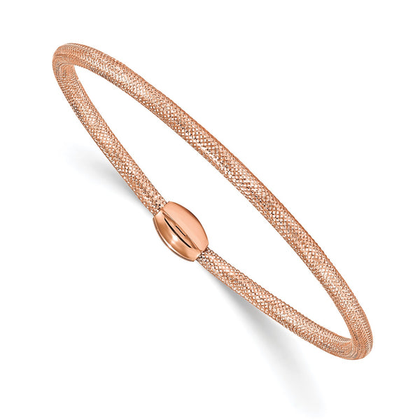 14KT Rose Gold 6.5" 3MM Stretch Bangle Bracelet