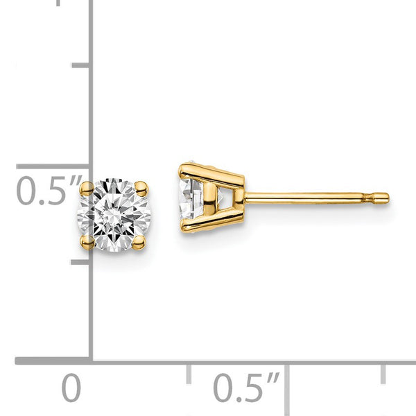 EcoLove 7/8 CTW Round Lab Grown Diamond Solitaire Stud Pushback Earrings in 14KT Yellow Gold