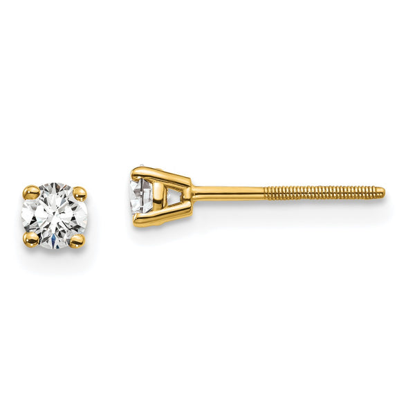EcoLove 1/4 CTW Round Lab Grown Diamond Solitaire Stud Screwback Earrings in 14KT Yellow Gold