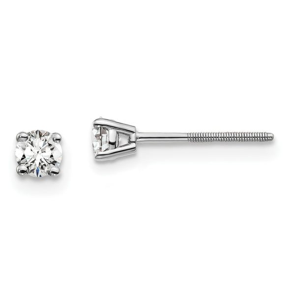 EcoLove 1/4 CTW Round Lab Grown Diamond Solitaire Stud Screwback Earrings in 14KT White Gold