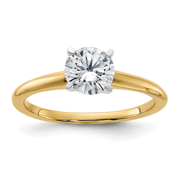 6.5MM Round Moissanite Solitaire Engagement Ring in 14KT Yellow Gold; Size 9