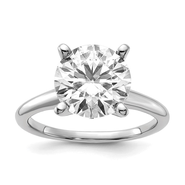10MM Round Moissanite Solitaire Engagement Ring in 14KT White Gold; Size 8