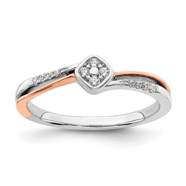 1/10 CTW Diamond Cluster Promise Ring in 14KT White and Rose Gold; Size 7