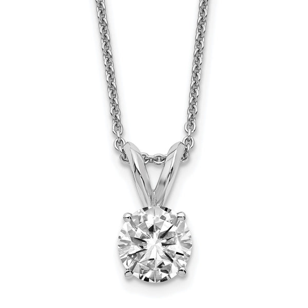 6.5MM Round Moissanite Solitaire 18" Necklace in 14KT White Gold