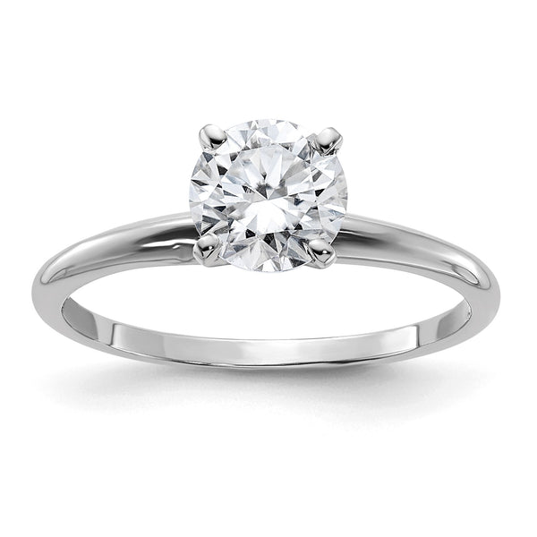 6.5MM Round Moissanite Solitaire Engagement Ring in 14KT White Gold; Size 6