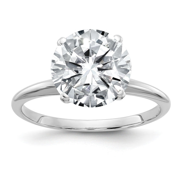 9.5MM Round Moissanite Solitaire Engagement Ring in 14KT White Gold; Size 9