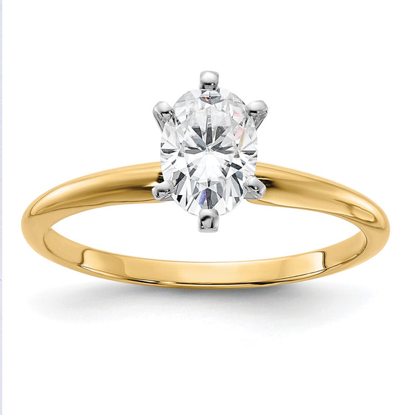 7X5MM Oval Moissanite Solitaire Engagement Ring in 14KT Yellow Gold; Size 6