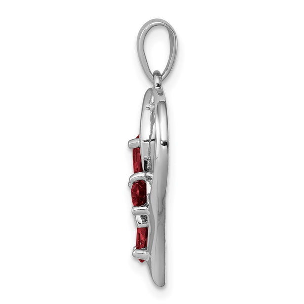 Sterling Silver Pear Garnet 25X18MM Diamond Accent Butterfly Heart Pendant-Chain Not Included
