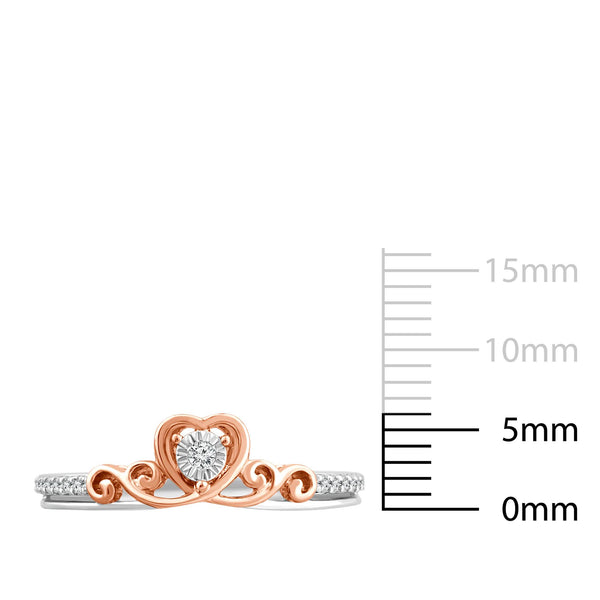 LoveSong 1/10 CTW Diamond Heart Promise Ring in Rose Gold Plated Sterling Silver