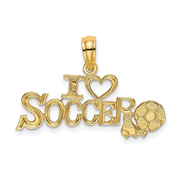 14KT Yellow Gold 36X23MM I Heart Soccer Charm