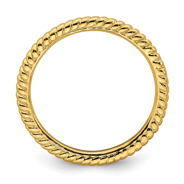 Yellow Gold Plated Sterling Silver 1.5MM Stackable Ring; Size 7