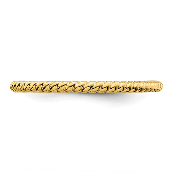 Yellow Gold Plated Sterling Silver 1.5MM Stackable Ring; Size 7