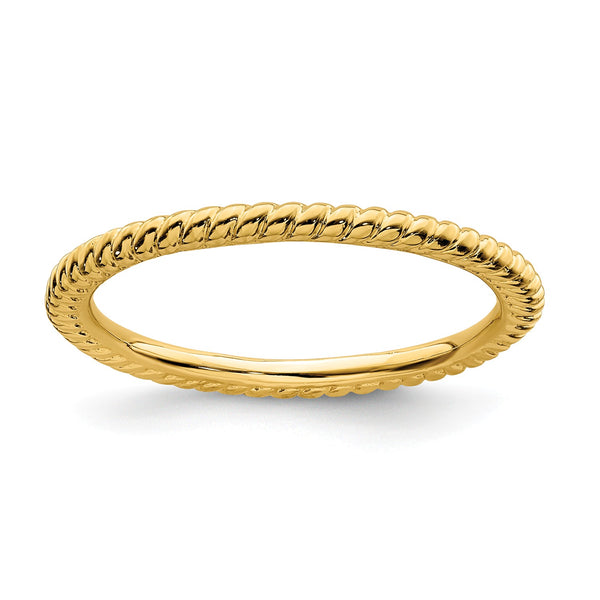 Yellow Gold Plated Sterling Silver 1.5MM Stackable Ring; Size 7
