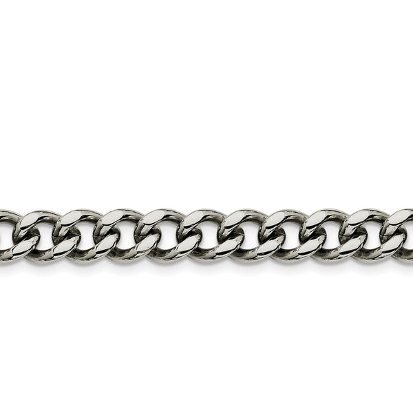 Stainless Steel 7.75" 9.5MM Curb Lobster Clasp Bracelet